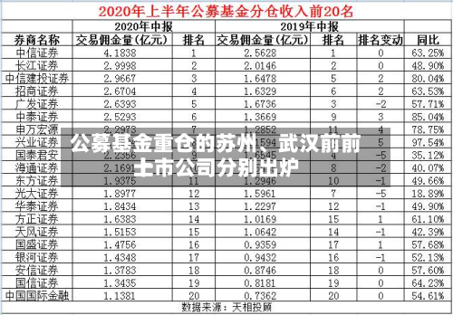 公募基金重仓的苏州、武汉前前十上市公司分别出炉